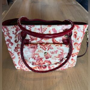Patricia Nash Red and Cream Floral Tote